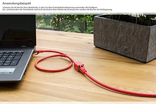 Good Connections RJ45 Ethernet LAN Patchkabel-Verlängerung mit Cat. 7 Rohkabel, mit Rastnasenschutz RNS, S/FTP, PiMF, halgenfrei, 500MHz, OFC, CU – 10-Gigabit-fähig (10/100/1000/10000-Base-T Ethernet Netzwerke) – rot, 3 m - 3