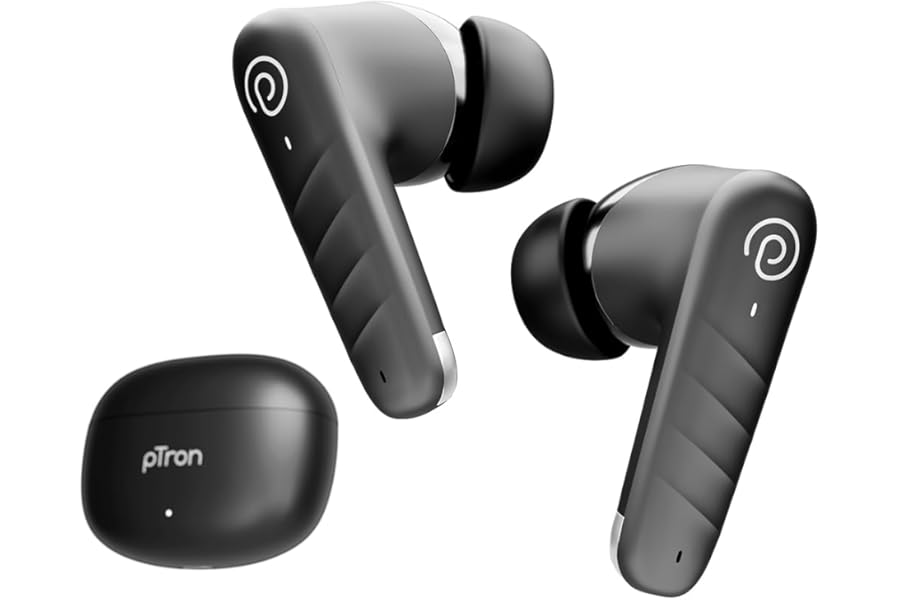 pTron Bassbuds Spark in-Ear TWS Earbuds with Stereo Sound, 40Hrs Playtime, Stereo Calls, Bluetooth V5.3 Headphones with Quick