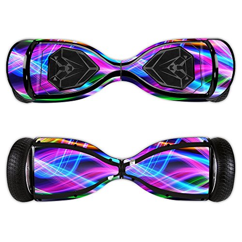 MightySkins Protective Vinyl Skin Decal for Swagtron T5 Hover Board Self Balancing Smart Scooter wrap cover sticker skins Light Waves
