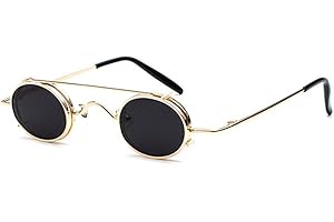 Juleya Retro Vintage Sonnenbrille Damen Herren Kleine Runde Steakpunk Abnehmbare Sonnenbrille