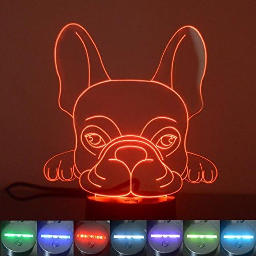 French Bulldog Face Colour Changing LED Acrylic Light