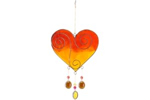 JONES HOME & GIFT Something Different Wholesale Heart Sun Catcher, Orange/Yellow
