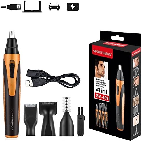 xincare USB Charging Nose Hair Trimmer Eyebrow Underarms Hair Shaver Groomer Set Stainless Steel 360 Degree Waterproof Rechargeable Gold-4IN1