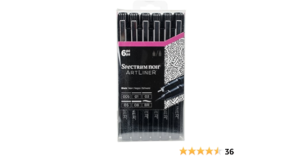 Crafters Companion Spectrum Noir Artliner Neutral Fine Brush 6 Pack