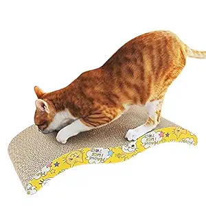 Dog Trust Scratcher Toy-Cats, Size: L- 22.5 cm, H- 55 cm, Scratch Board-Curved Wave Design - Satisfy Your kitty's Natural Scratching Instinct - Save Your Furniture - Made of Environmental