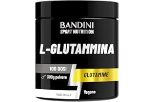 Bandini® L-Glutammina Pura in Polvere, Aminoacido utile per Esercizi Fisici ad Alta Intensità e per la Massa Muscolare, Glutammina 100% Vegan, Glutamine POWDER, Palestra e Sport, Confezione da 300g