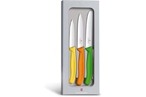 Victorinox Swiss Classic, Set of Paring Knives, Set of 3, Straight Edge, Extra Sharp, Robust Plastic Handle, Stainless Steel Blade, Multicolored