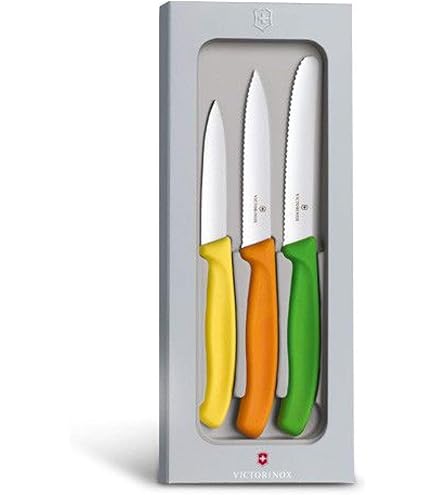 Set De 3 Couteaux à Légumes Victorinox Swiss Classic - Éplucheur, Couteau à Légumes & à Tomates - Rouge