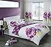 Think-Louder New Fashion Luxury Grace Floral Duvet Set Quilt Cover Bedding Set White Purple Double