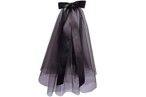 SUNHUITOY Black Lace Veil, Bridal Wedding Veils Halloween Veil Creative Mantilla Cathedral Tulle Sheer Wedding With Comb