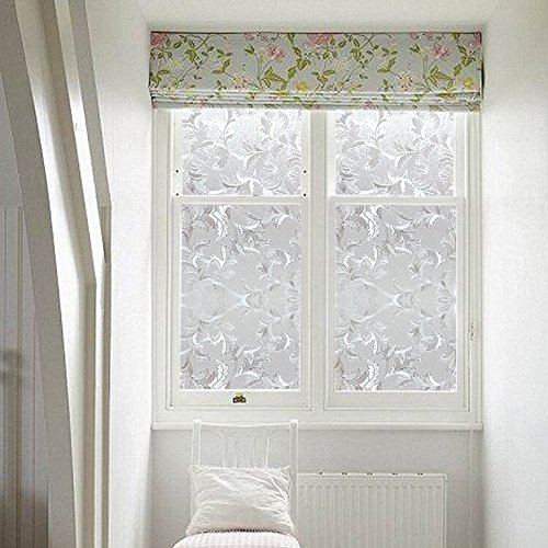 Jirvyuk Fensterfolie Dekorfolie Sichtschutzfolie Statische Folie Selbsthaftend (ohne Kleber) (90x100CM) - 2
