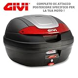  BAUL MONOLOCK 34 LTS NEGRO CON CATADRIOPTICOS ROJO GIVI E340 VISION + SR105 PARA PIAGGIO VESPA LX 150 2013