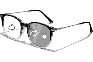 KANASTAL Occhiali Luce Blu Fotocromatici Uomo Donna Computer Quadrati Trasparenti Anti Affaticamento Photochromic Blue Light Glasses per PC Gaming TV Cellulare