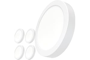 LED ATOMANT Pack 5x Plafon LED Redondo Superficie 220mm, 20W, Color Blanco Frio (6500K), 1800 Lumenes, Driver Incluido
