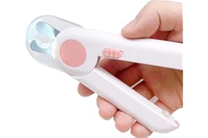 ALEENFOON Coupe Ongle Chien Chat, Professionnel Coupe Griffes pour Animaux de Compagnie, avec des Lumières LED et Protection Contre Les éclaboussures, pour Les Animaux De Petite et Moyenne (Rose)