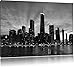 Produktbild Wunderbare Chicago-Wolkenkratzer-Silhouette bei Sonnenuntergang Kunst B&W, Format: 100x70 auf Leinwand, XXL riesige Bilder fertig gerahmt mit Keilrahmen, Kunstdruck auf Wandbild mit Rahmen, günstiger als Gemälde oder Ölbild, kein Poster oder Plakat