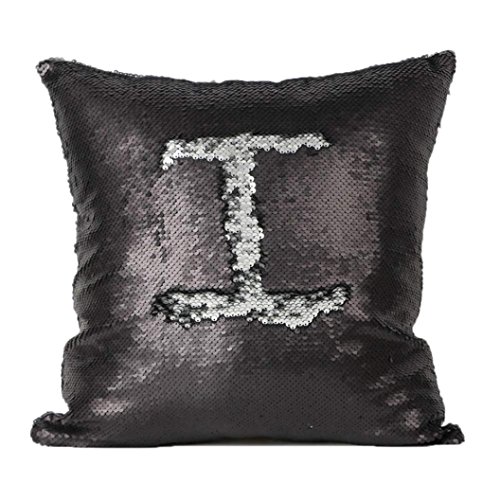 DEESEE(TM) Double Color Glitter Sequins Throw Pillow Case Cafe Home Decor Cushion Covers (E)