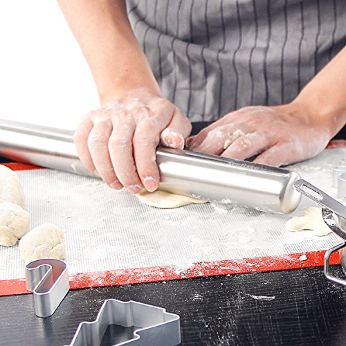 SveBake Edelstahl Nudelholz – Fondant Teigrolle Edelstahl Teigroller Rolling Pin Teigroller Perfekt für Bäcker 30 cm - 5