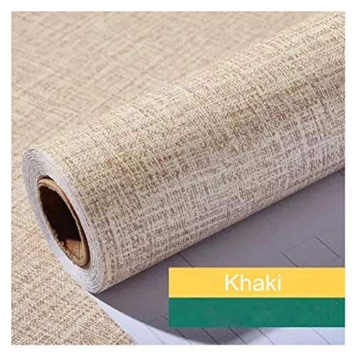 Tela de imitación Peel Stick Papel tapiz Tejido Autoadhesivo Papel de contacto Lino Firea Place Cocina Protector contra salpicaduras Pegatinas de pared Pegatina de puerta Forros de encimera (caqui)