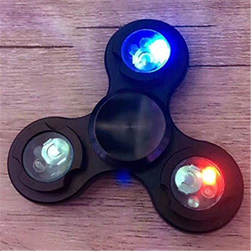 Himozoo LED Lighting Hand Tri-Spinner Aluminum Fidget Finger Toy For EDC Focus Anxiety Stress Relief (Black)