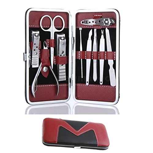 Beauty7 Stainless Steel Personal care Nail Care 12 Piece Cutter Cuticle Clipper Manicure Pedicure Kit Case Gift Set (sizeC)