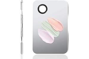 WLLHYF Paleta de maquillaje cosmético de acero inoxidable, paleta de maquillaje profesional con espátula, herramienta de artista de maquillaje para mezclar base, placa de maquillaje para arte de uñas