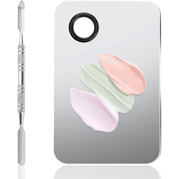 AIBAOBAO Edelstahl Make-up Palette Mit Spatel – 15,6 X 9,9 Cm, Spiegelnde Oberfläche, Leicht Zu Reinigen