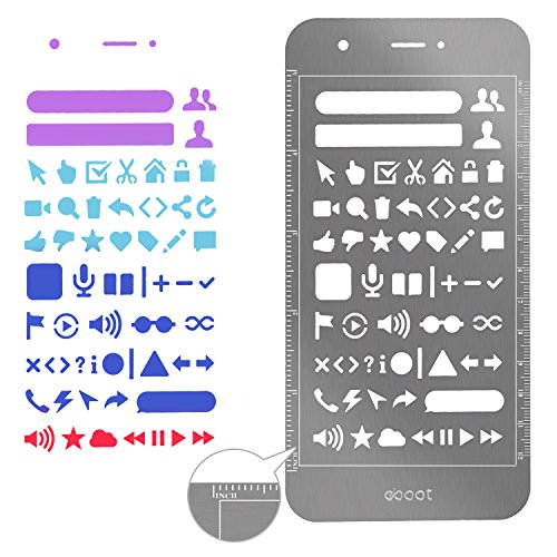 eBoot 4 Stück Edelstahl Zeichnung Malerei Schablonen Skala Vorlage Sets Grafiken Schablonen für Scrapbooking, Karten und Craft Projekte - 6