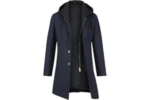 YOUTHUP Manteau Homme en Laine à Capuche Chaud Long Manteau d'Hiver Epais Trench Coat Parka Caban