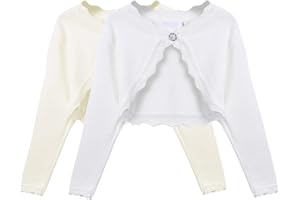 Balancora Mädchen Strickjacke Basic Bolero Kinder Langarm Schulterjacke Bolerojäckche Top Partykleid Kommunionkleid Taufkleid