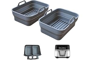 MOLJAUS Moldes para freidora de Aire de Silicona 4.5L Plegables | Accesorios freidora de Aire Dobles | Compatible con Cecotec freidora de Aire y más | Air Fryer Accesorios Seguros y Libres de BPA