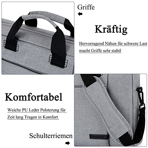 Laptop Tasche 15,6 Zoll, BRINCH stilvoll Nylon Laptop Messenger Bag Umhängetasche Schultertasche Aktentasche für 15-15,6 Zoll Laptop / Notebook / MacBook / Ultrabook / Chromebook Computers,Grau - 6