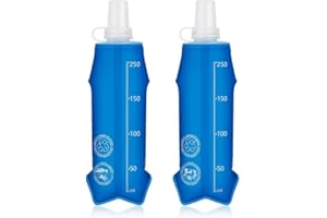 GNHG Set 2 Borracce Pieghevoli in Silicone da 250ml, Borraccia Morbida Ultraleggera con Moschettone e Sacchetto Porta Bevande, Bottiglia Acqua Richiudibile per Campeggio,Trekking, Sport Outdoor