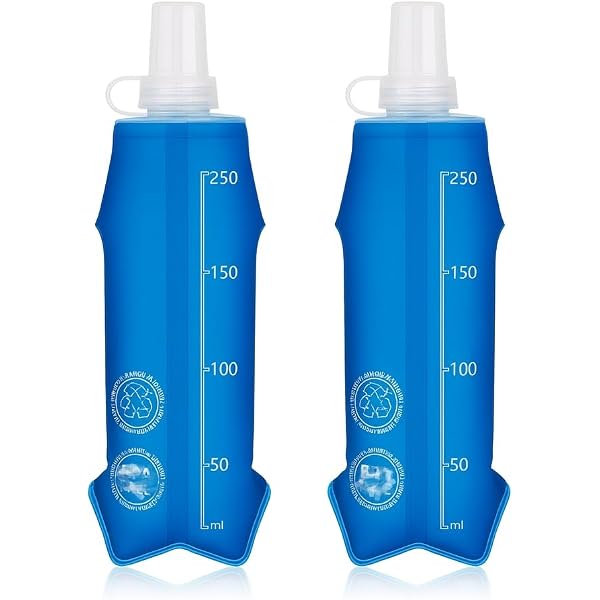 Lot De 4 Gourdes Pliables 450ml - Avec Mousqueton, Pour Running, Randonnée, Vélo, Voyage