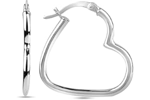 LeCalla 925 Sterling Silver Jewelry Lightweight Heart Shape Love Theme Hoop Earrings for Women