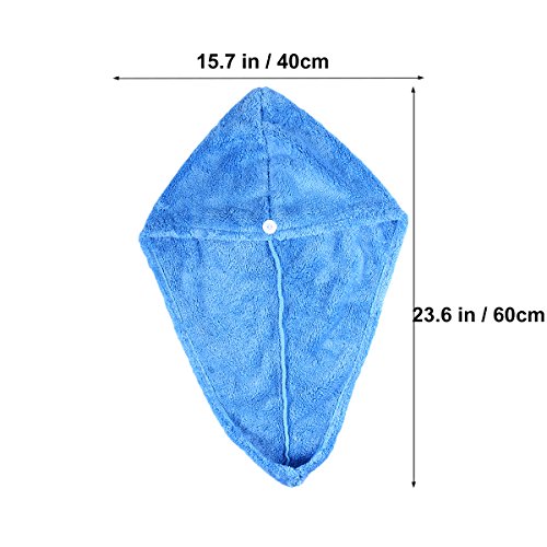 OUNONA 2 Stück Haar Turban Handtuch, Kopf-handTuch Mikrofaser(Rose Rot/Blau) - 3