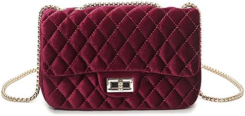 Onfashion Women's Classic Quilted Crossbody Bag Velvet Party Bag Shoulder Handbags Purses