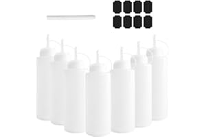 midgreyeye 7 pezzi da 360 ml squeeze bottle Capacità totale 2520 ml Bottiglie per salse e spezie, biberon cucina, dispenser olio, biberon cucina, contenitore olio plastica (12 oz)
