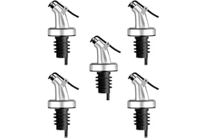 PIQIUQIU 5Pcs Bec Verseur Bouchon Alcool Bouteille Becs Verseur Huile d'olive avec Bouchon en Caoutchouc Distributeur De Bec De Vin Bouchon Doseur Argent