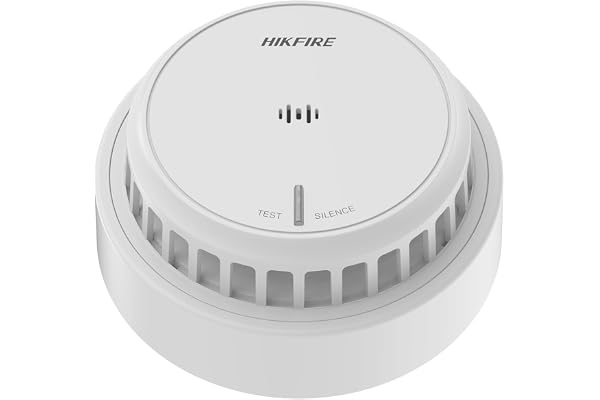 HIKVISION HF-S2E Photoelectric Smoke Detector - 85dB Alarm Buzzer, Self-Check Function, Low Battery Alert, Multiple Alarm Types, AA Batteries Included - White