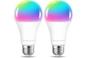 Homcloud Confezione da 2 pezzi, Lampadina A70 Smart Wi-Fi Intelligente LED Multicolore + Bianco CCT E27 dimmerabile, 11W, 1050 Lumen, controllo con APP, Alexa o Google