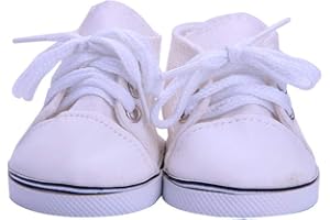 Aeromdale Puppenschuhe, einfarbig, Leinen, Schnürschuhe für 45,7 cm große amerikanische Puppenmädchen, 43 cm, Puppengeschenke, Weiß, 1 Paar