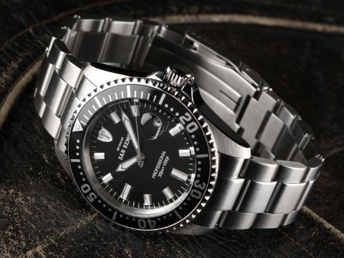 DETOMASO San Remo Men's Automatic Watch with Black Dial Analogue Display and Silver Stainless Steel Bracelet Dt1025-A