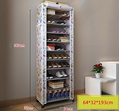 Home to strengthen the mobile dustproof simple shoe rack stainless steel multi-layer sunscreen balcony Oxford cloth shoe cabinet disassembly combination ( Color : Gray )