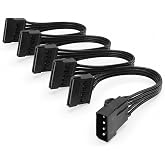PrimeX PX-4355 Molex to SATA Power &Ccedil;oklayıcı Kablo, 4 Pin IDE PSU to 5 Port SATA G&uuml;&ccedil; Kablosu, 60 cm%100 Saf Bakır HDD SSD DVD