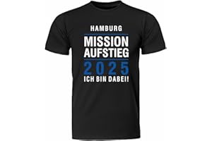 4YOUDESIGN 4you Design T-Shirt Hamburg | Trikot Mission Aufstieg Ich Bin dabei | Fanartikel Fußball Geschenke| Hochwertig Bedruckt | Schwarz