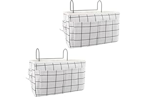 Atliberswo 2 Stück Betttasche Bett Organizer zum einhängen, Magazine, Spielzeug, Handy, Kopfhörer (30 x 18.5 x 11 cm weißes Gitter)