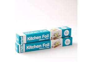 PIXEL EYE Aluminium Kitchen Foil Roll 2 Pack 30cm x 12M Cooking Foil Tin Foil Catering Foil Food Wrap Foil for Baking Grilling Roasting BBQ Storage Restrurant Style
