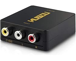 Musou 3RCA Composite AV auf HDMI Video Audio Konverter Adapter Mini Box Support 1080 for TV C S3 LUE-Ray DVD AV to HDMI Conve