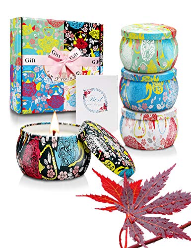 Yinuo Candle Bougies Parfumées Bougies Aromatiques Ensembles-Cadeaux de 4 Boîtes, Cire de Soja 100% Naturelles, 4,4 OZ, 25-30 Heures de brûlant Bougies D'aromathérapie Soulagement du Stress